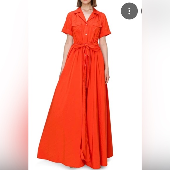 MELLODAY Dresses & Skirts - MELLODAY Bright Orange Short Sleeve Maxi Shirt Dress